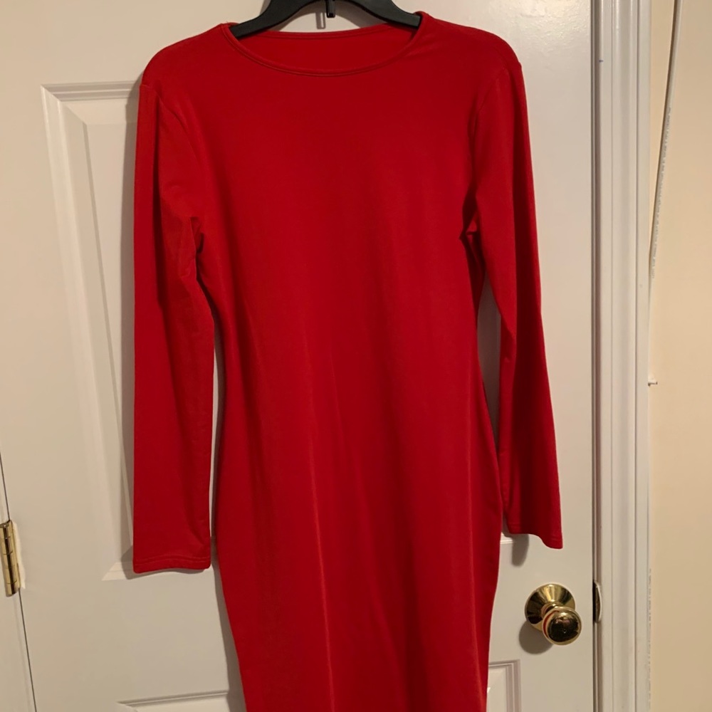Red midi dress